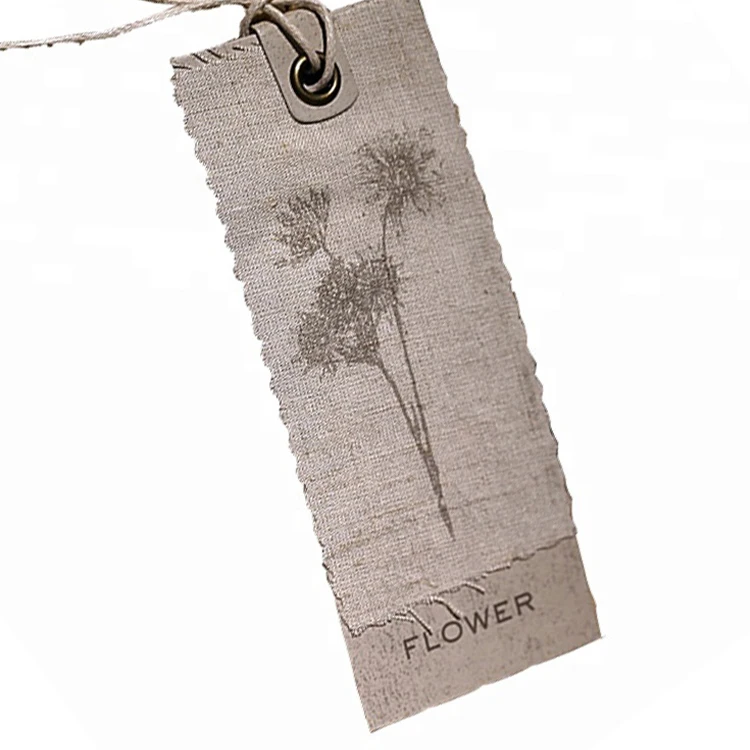 Custom Printing Logo Natural Cloth Organic Cotton Fabric Hang Tag with Eyelet Organic Hang Tags  Fabric Hang tag Cotton Hangtag