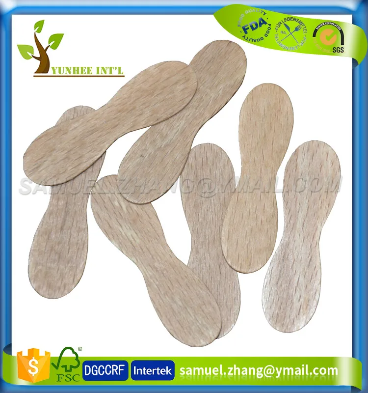 FSC Approved 75mm Birch Wood Flat Ice Cream Spoon Paper Wrapped