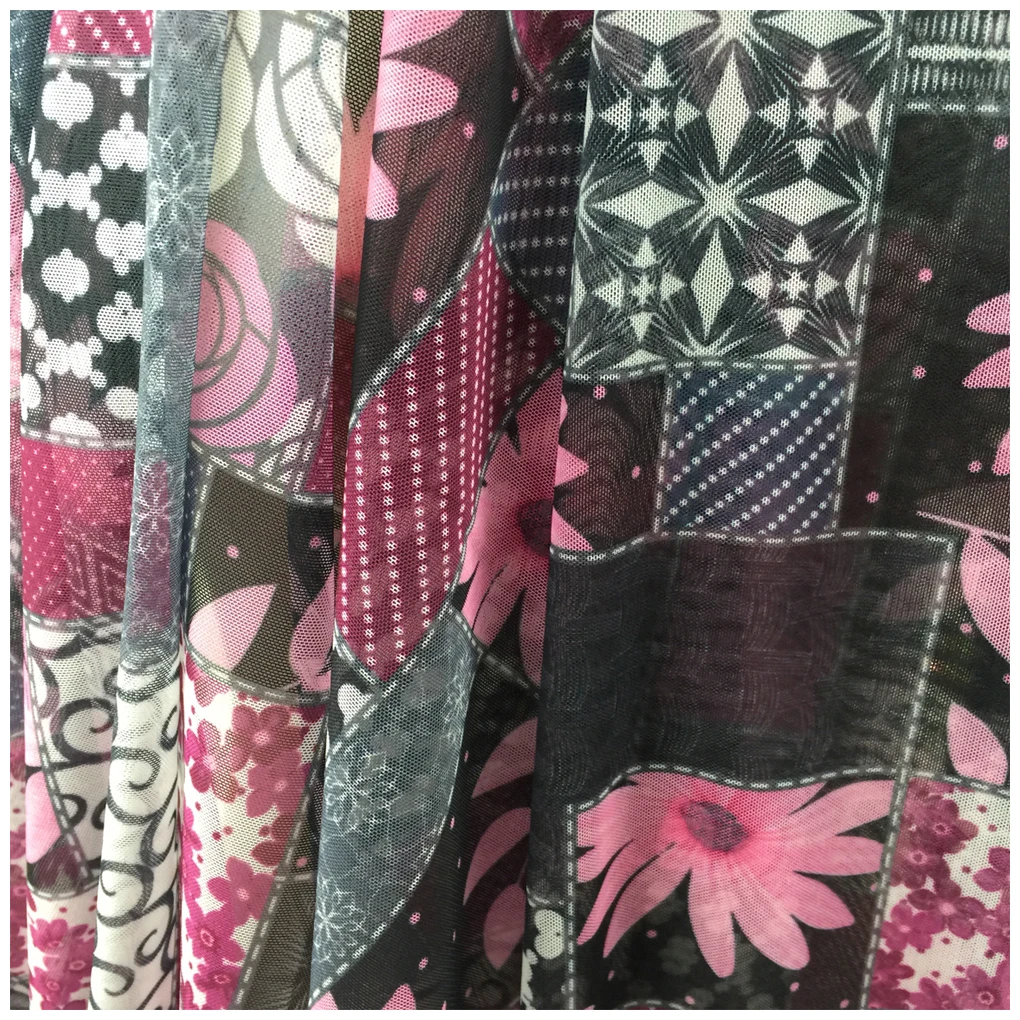 The factory outlet spandex digital printing 20D lycra mesh fabric for clothing