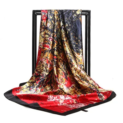 Latest 90X90 square polyester Van Gogh painting twill satin silk ladies neck scarf