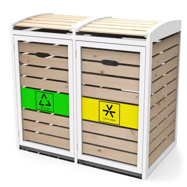 Garbage Shelter Garbage Bin Outdoor Dustbin Storage Bucket for Park Garden Wooden by Cartons Rectangular Hemlock