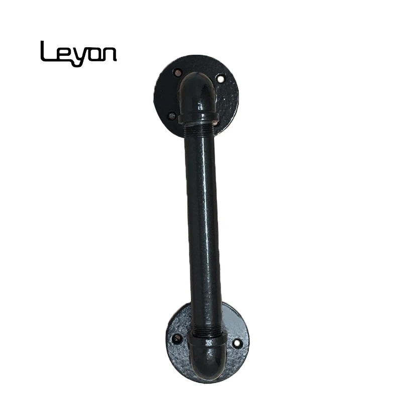 black malleable iron threaded 4 hole flange pipe fitting wooden shelves home decoration