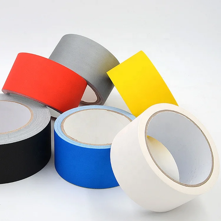Multi colored printed low price high quality strong rubber adhesive 2inch 3inch 4inch width matt cloth white black gaffer tape