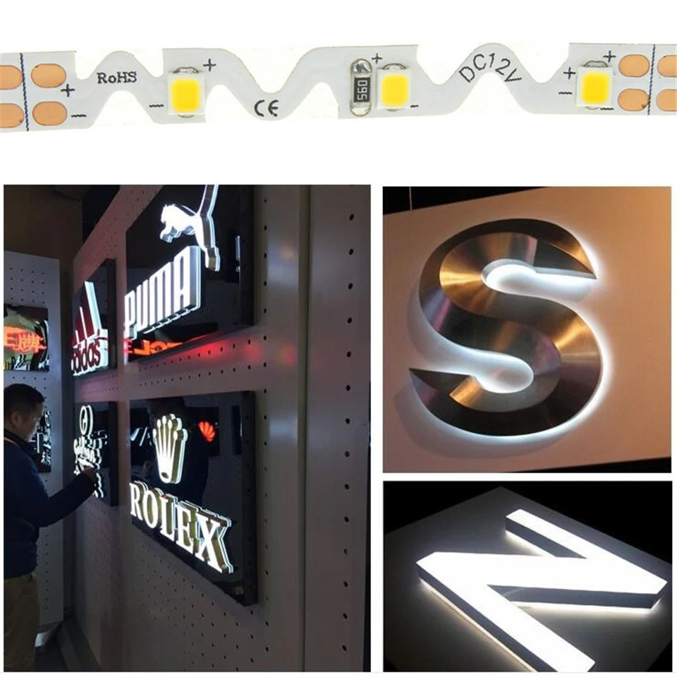 S Shape 2835  Any-angle Bendable LED Strip Flexible Tape 12V LED Strip Lights S Shape Double Panel SMD 2835 Strip Light