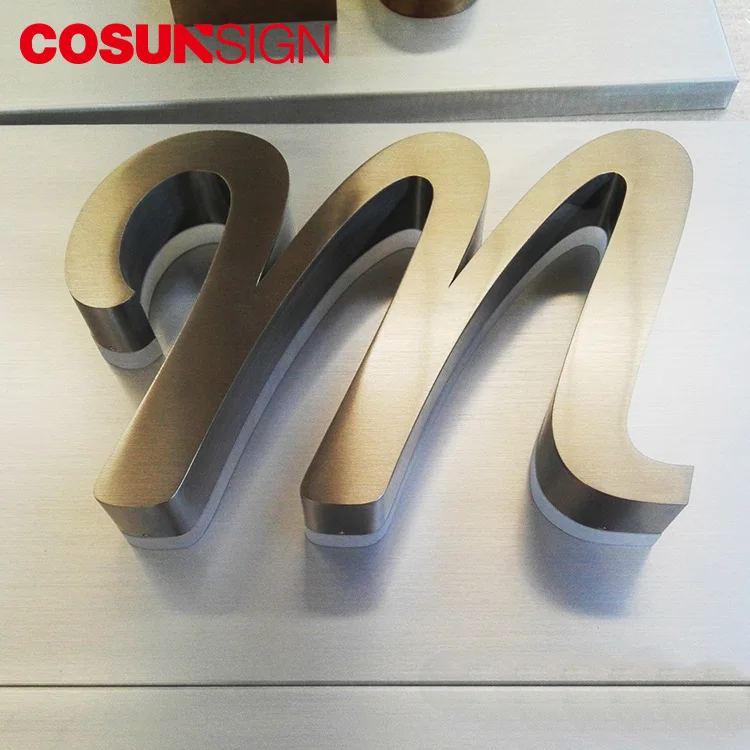 waterproof channel brushed backlit metal led letter light sign
