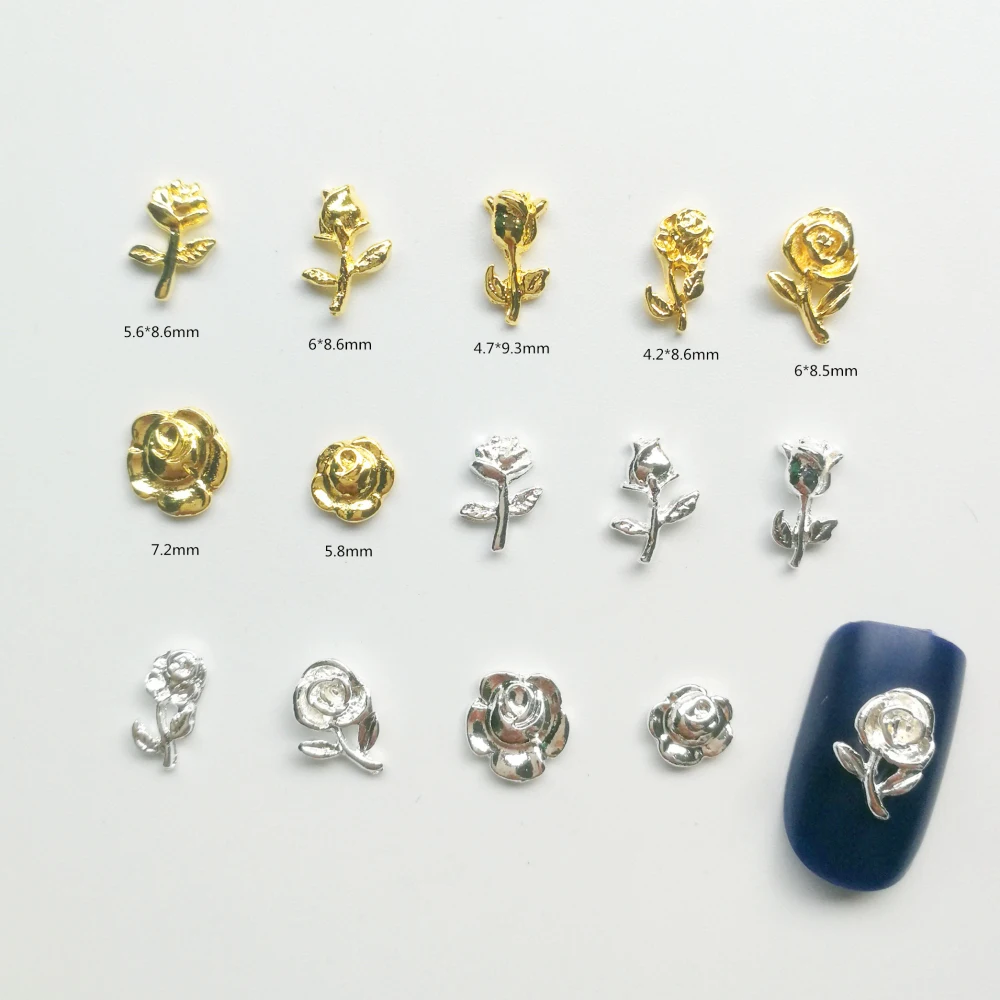 
3D nail art alloy rose jewelry parts nail art rose metal parts metal rose nail art decoration 