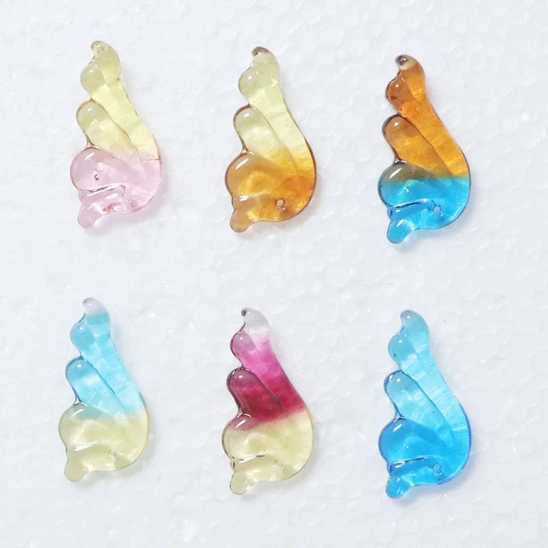 Hot Sale Fairy Wings Charms Handmade Framed Murano Two-tone  Glass Butterfly Pendant