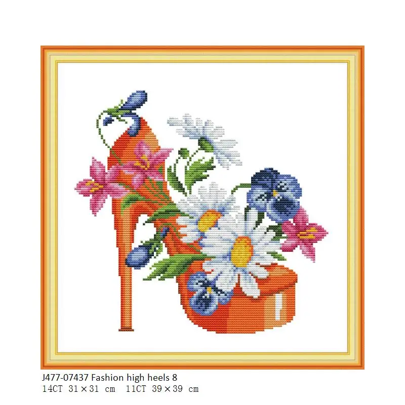 NKF Fashion high heels cross stitch shoes pattern aida cloth cotton dmc thread cross stitch kit