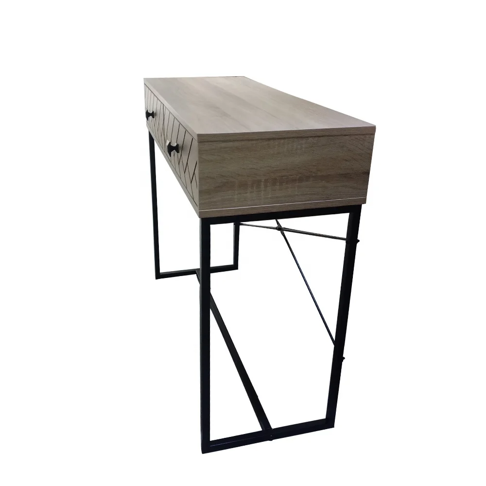 
Entry way console table sturdy metal frame wooden sofa table with 2 drawers 