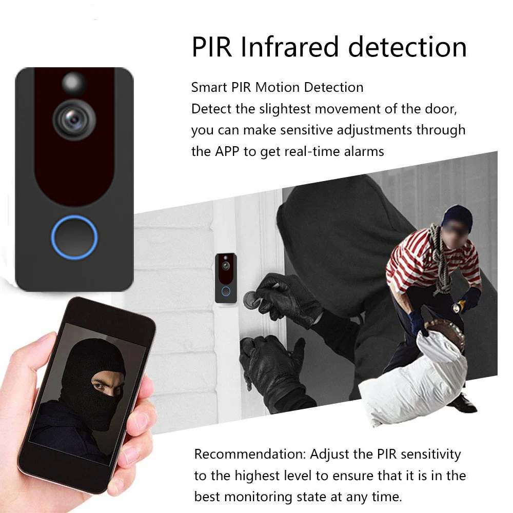 1080P Smart Home video wireless  smart Doorbell Camera Night Vision Wifi Doorbell Wireless Video Phone
