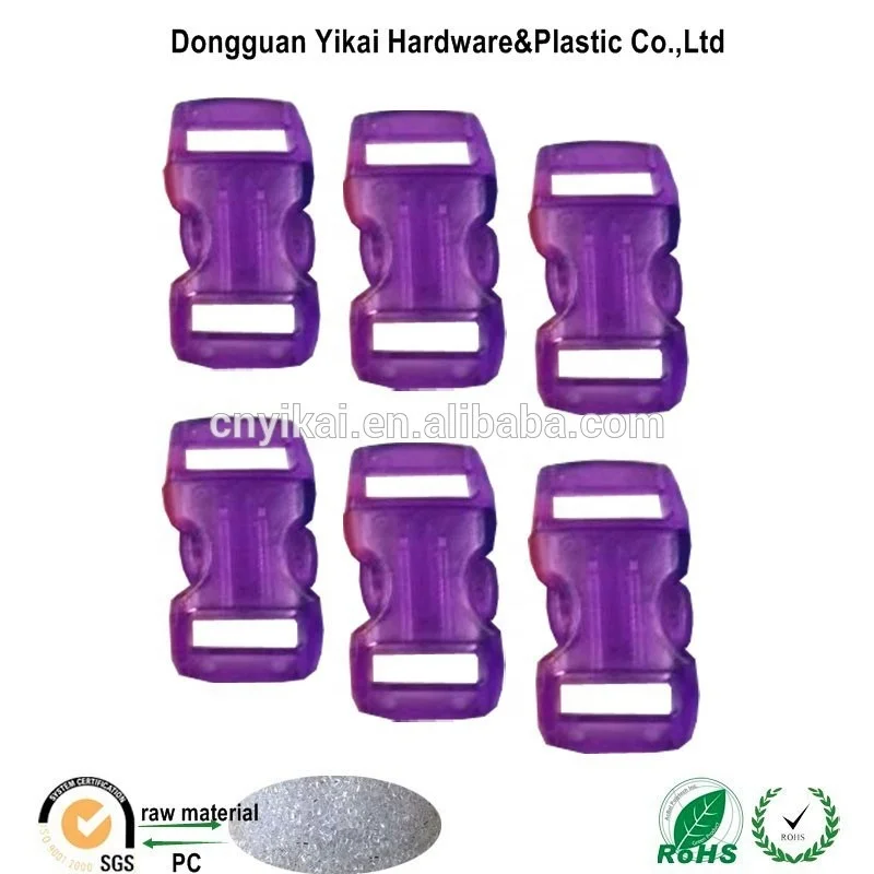 Dongguan YiKai 3/8 transparent side release buckle plastic ,plastic breakaway clasp