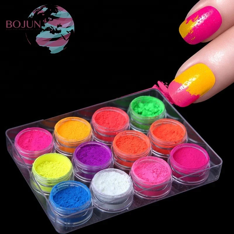 продажа неоновый 12 цвет night glow порошок в темноте фосфора ногтей Блеск Флуоресцентный порошок пигмент/фотохромные пигмент