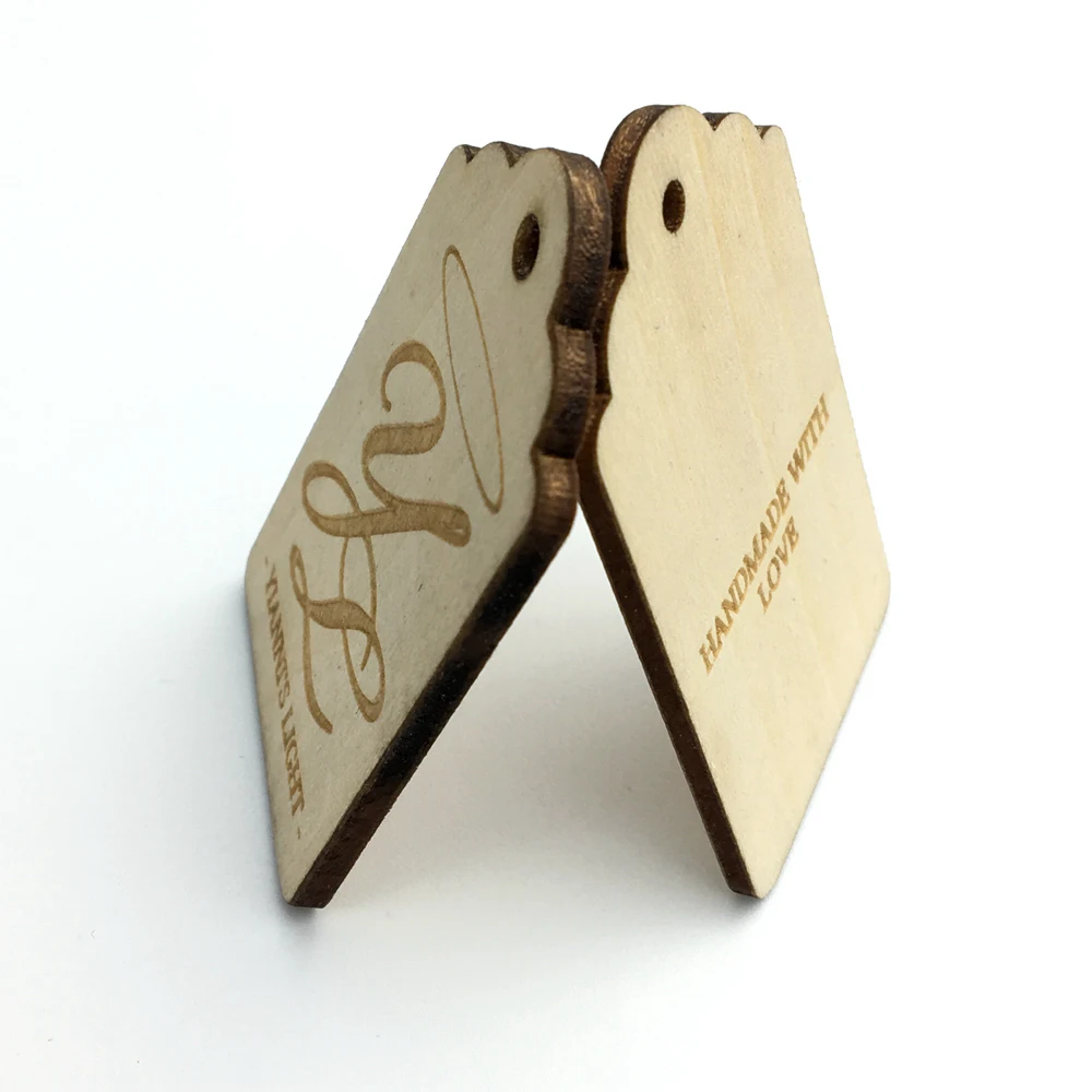natural brown color high quality custom wood hang tag with  logo
