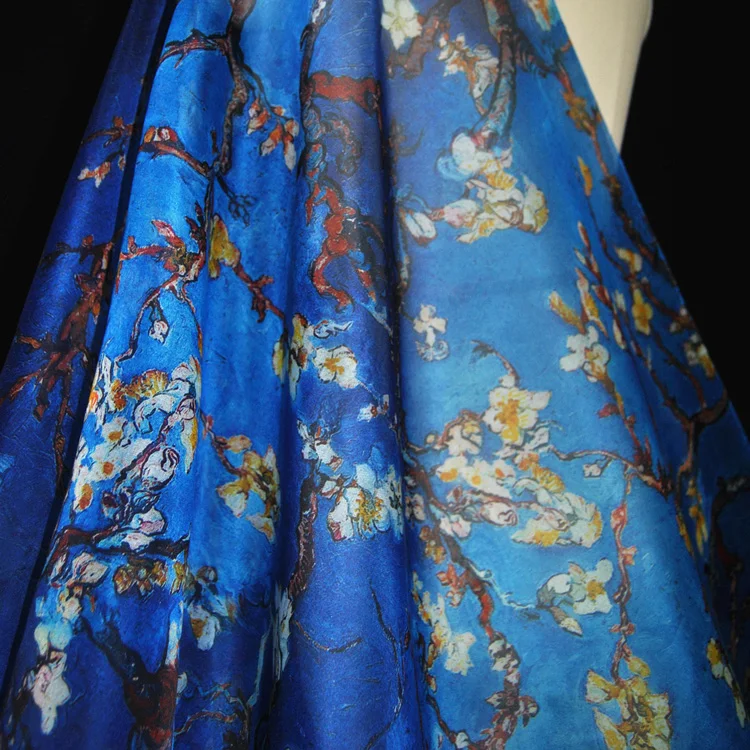 Супер сентябрьская ткань из 100 чистого шелка органзы с цифровой печатью для женской одежды