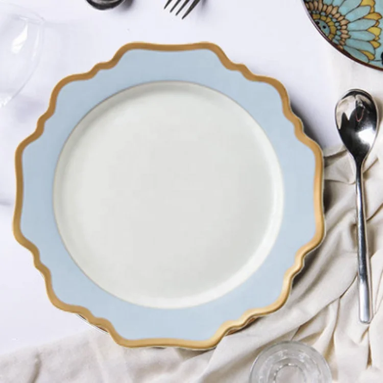 Ceramic wedding charger plates 12inch 10inch 8inch hotel porcelain serving dish with your logo
