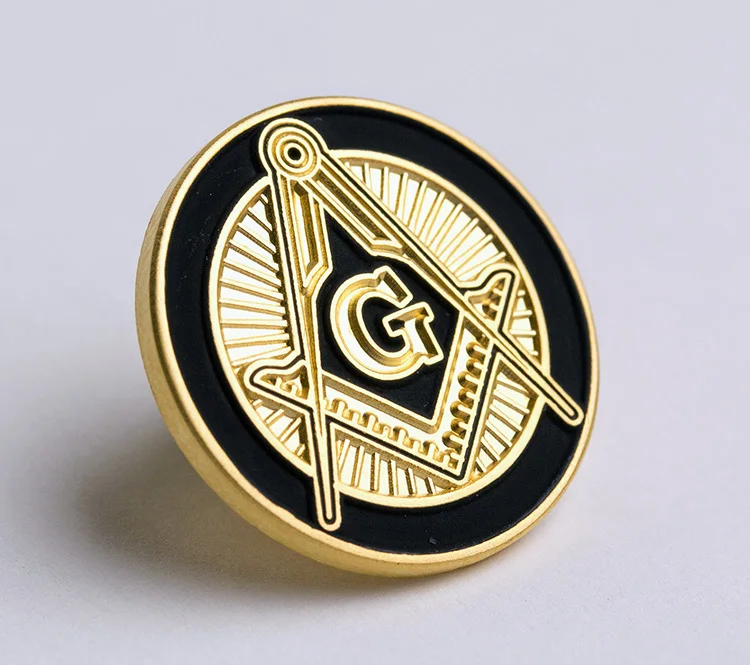 Round shaped custom masonic soft enamel metal lapel pin