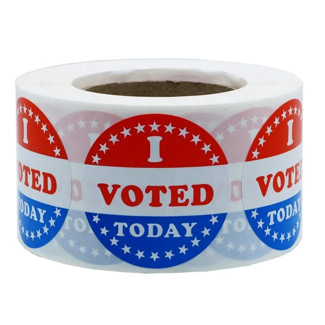 Hybsk I Voted Today with Red, White, black and Blue Circle Stickers 1.5 Inch Round 500 Labels Per Roll