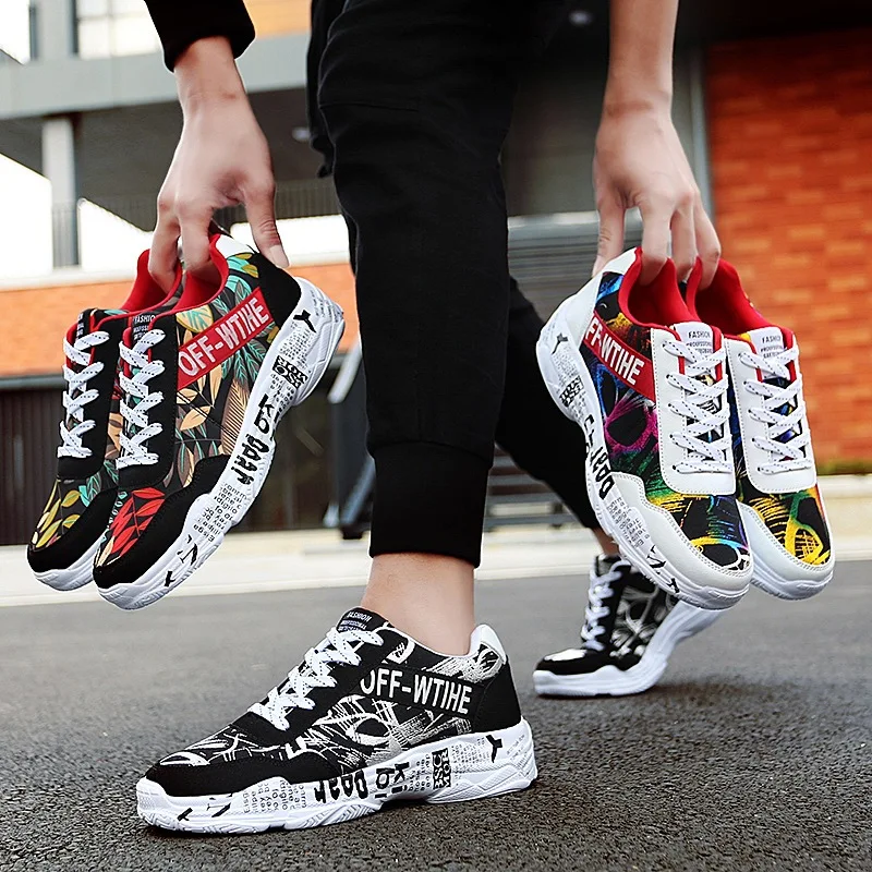 
Spring board shoes chinese students white canvas shoes teenagers stock thick-soled sports loafers graffiti cloth shoes 