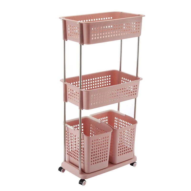Hot sale  bathroom use plastic folding storage basket shelf