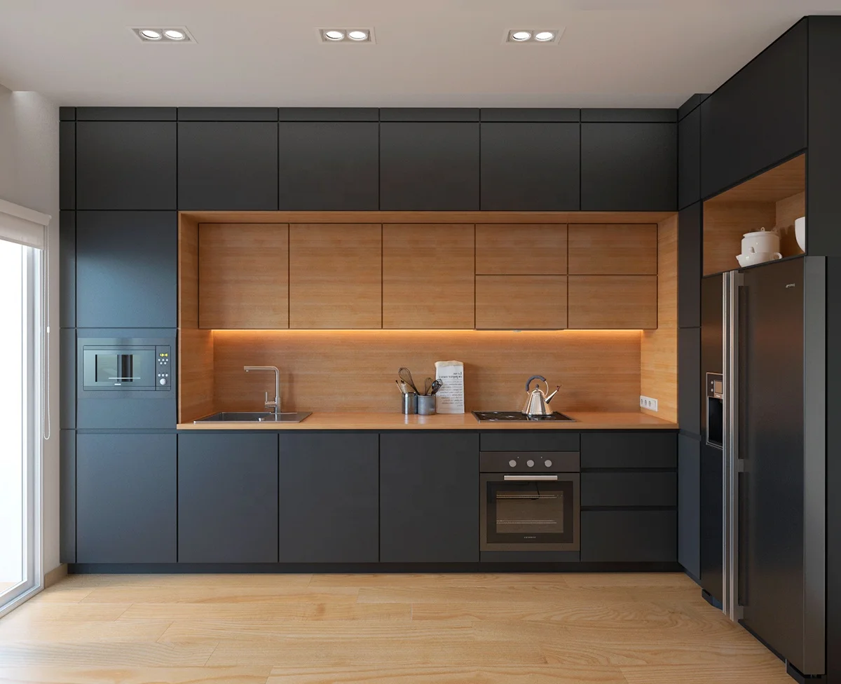 black home kitchen cabinet modern design for apartment cheap kitchen cabinets cocina