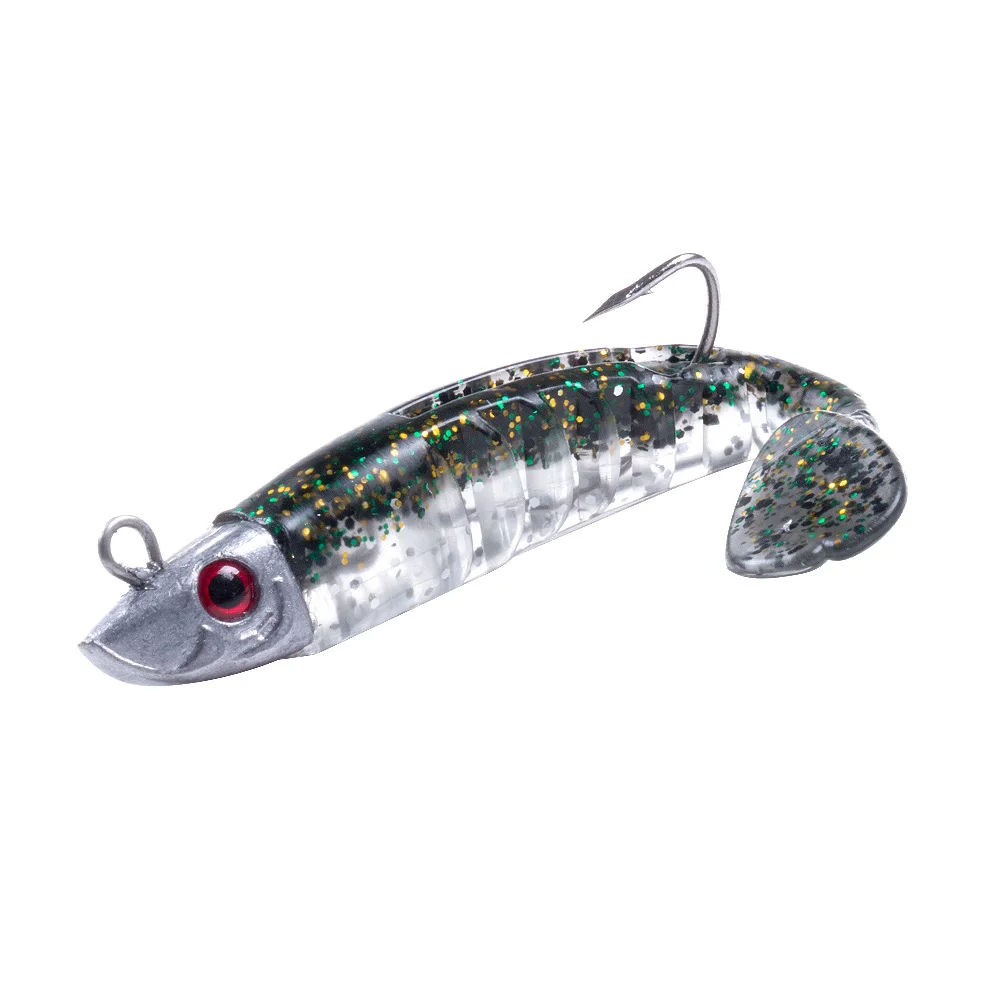 Plastic Swimbait Artificial Bait Saltwater Black Bass Minnow 9cm15g Soft Lure With Jig Head