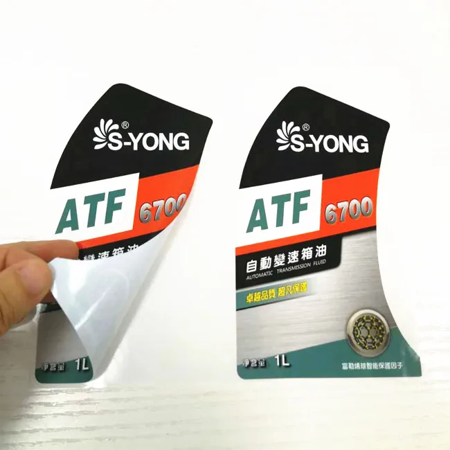 Wholesale engine oil bottle packaging label custom design sticky labels
