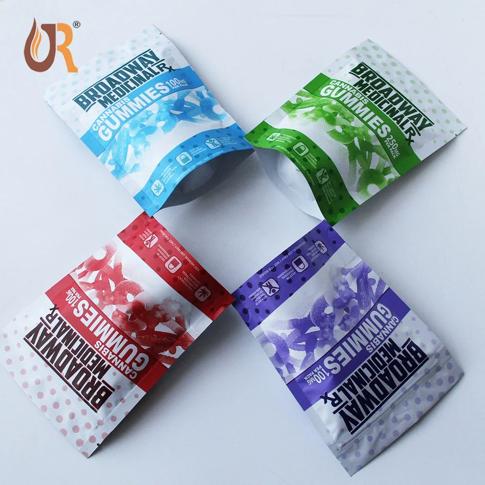 OEM Accepted Custom Plastic Hemp CBD Cookies Candy Bear Gummies Packaging Transparent Zipper Bag