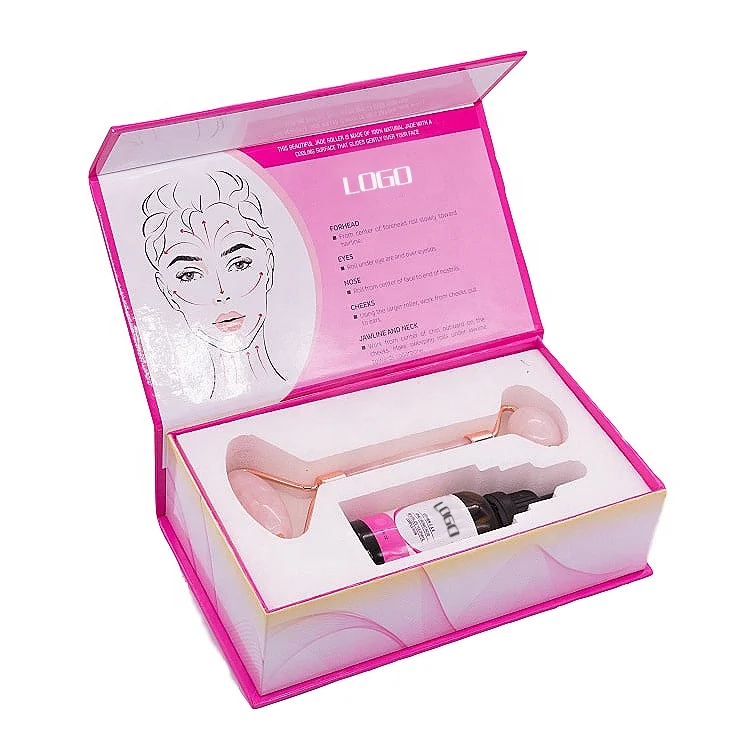 Best Seller Private Label High Quality Anti Aging Facial Natural Rose Quartz Green Jade Roller with Vitamin C Serum