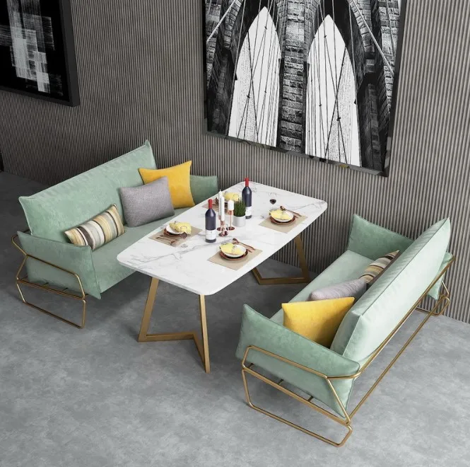 Modern Restaurant Coffee Shop Metal Sofa Chair Booth