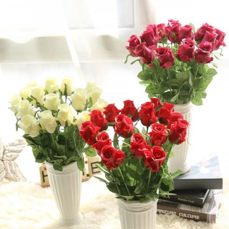 beautiful 1Pcs Cloth Artificial Real Touch Rose Flowers Home decorations for Wedding Decoration Party or Birthday