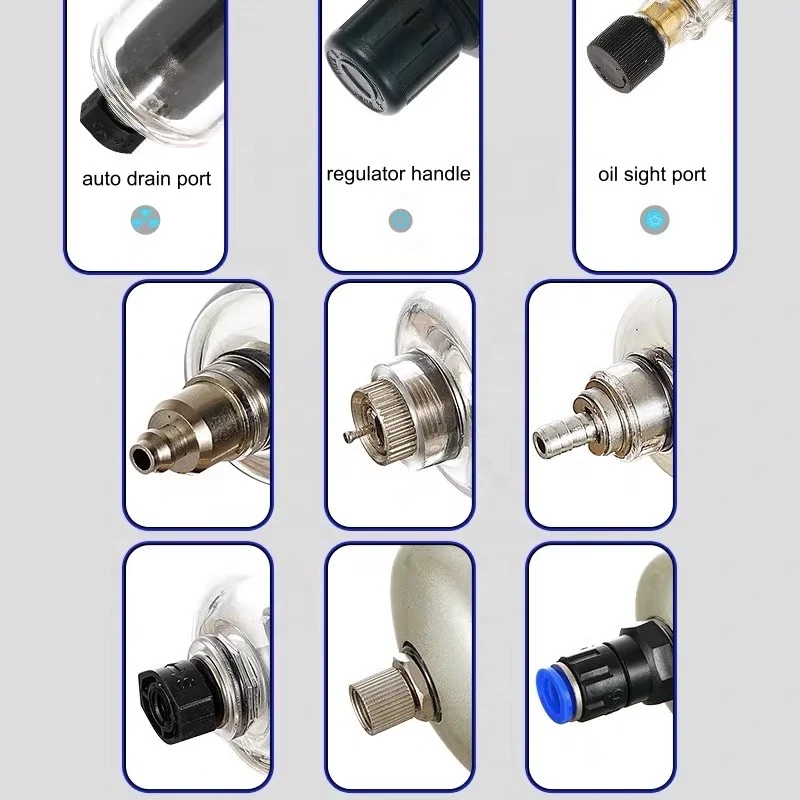 Three units Combination Group Air Source Treatment FRL With pressure Gauge Embedded