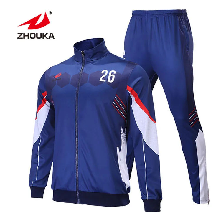 Custom Design Long Zipper Comfortable Jogging Suit Set Soccer Warm Training Football Tracksuit
