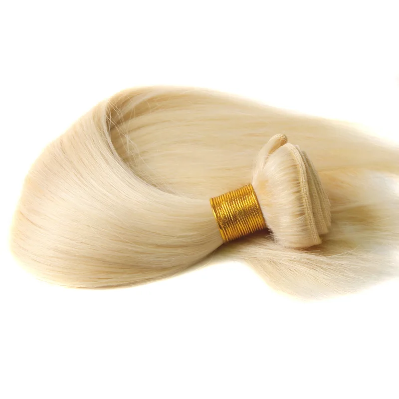 Platinum 613 blonde human hair weave extension braiding golden blonde hair extensions