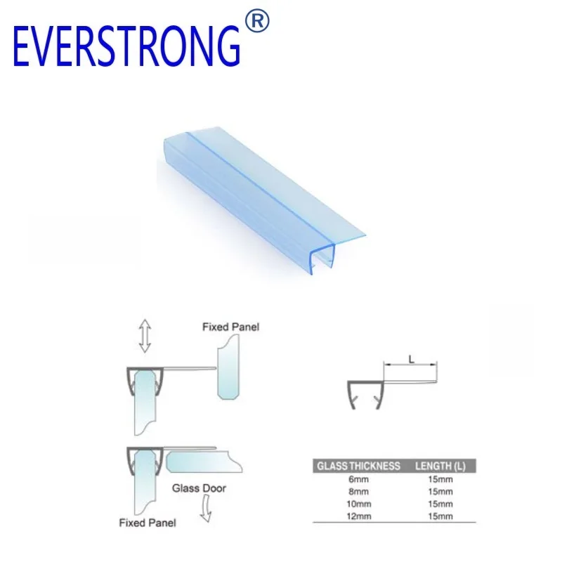 Everstrong glass shower door plastic sealing strip 3004 translucent  PVC  door seal
