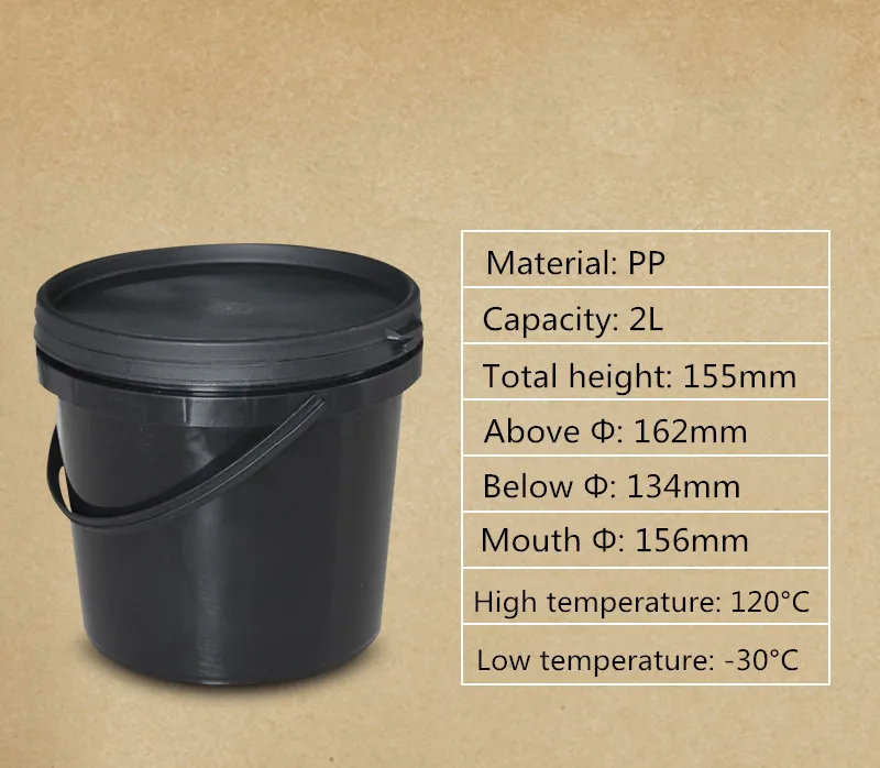 
2L cc Unbreakable PP transparent Plastic Round Bucket container manufacturer clear Pail With Lid food grade Customrized Logo 