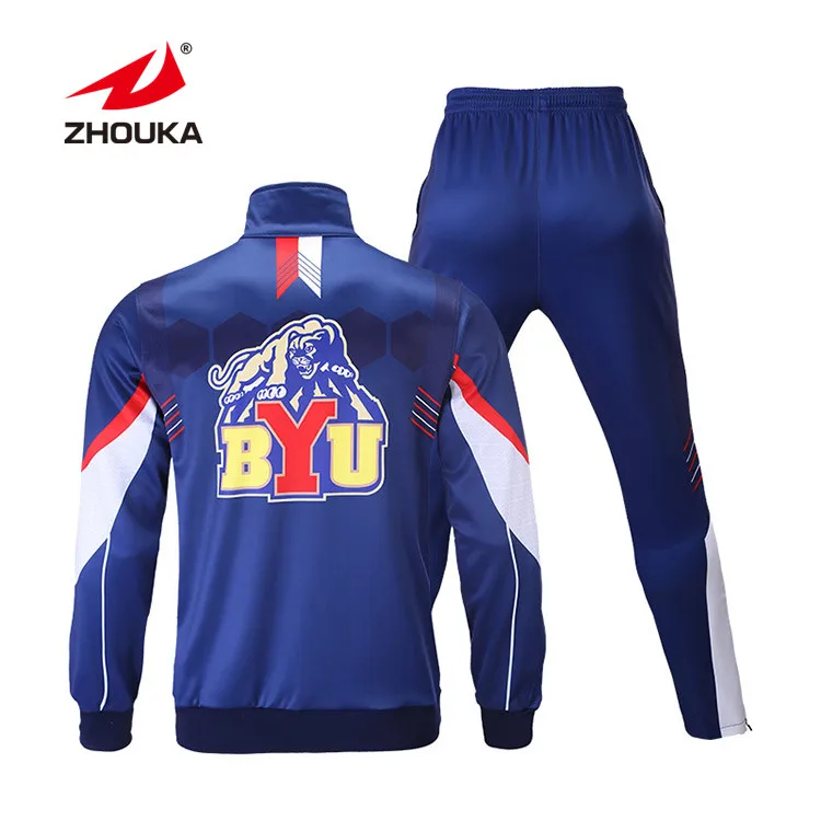Custom Design Long Zipper Comfortable Jogging Suit Set Soccer Warm Training Football Tracksuit