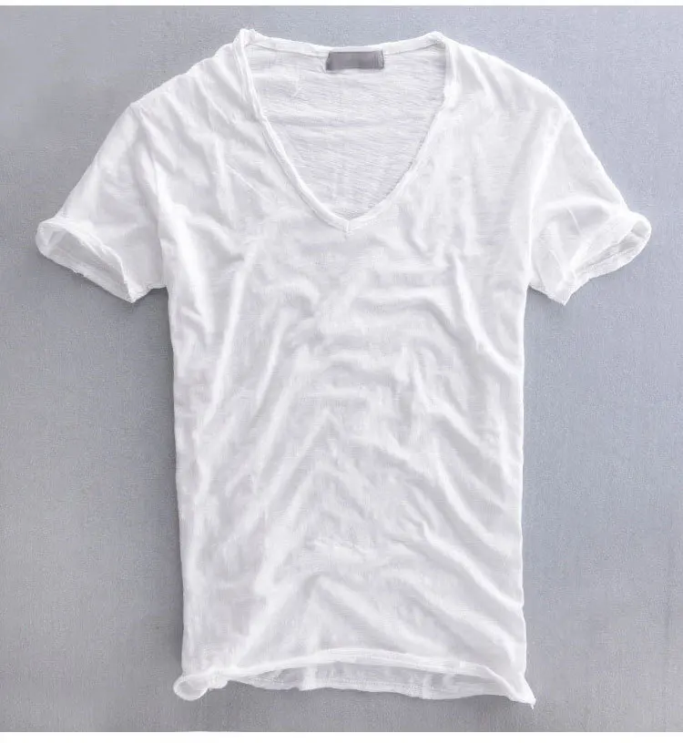 
2019 New style Customized white short-sleeve Plain cotton V-NECK T Shirts In Bulk,unisex 