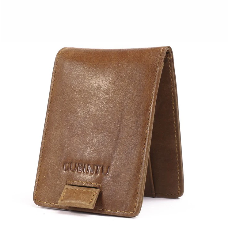 Мужские короткие кошельки RFID из натуральной воловьей