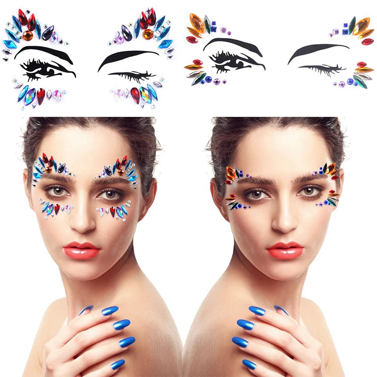 Fashion face gems rhinestones makeup eyes body crystals glitter festival sticker for party