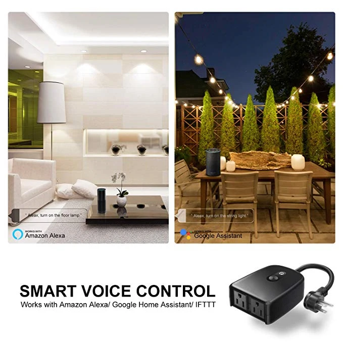 WiFi dual Smart outlets & Night Light Works with Alexa