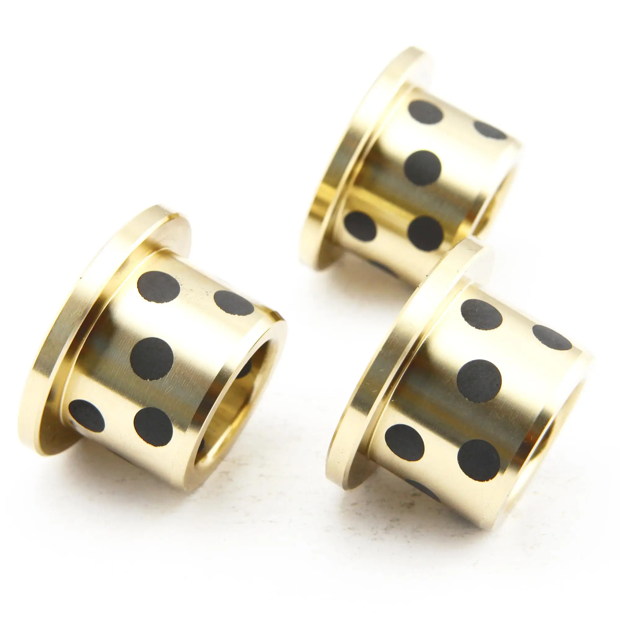 SAE841 self-lubo self lubricating oiless solid graphite lubrication inserted flanged gunmetal brass bronze sliding bearing