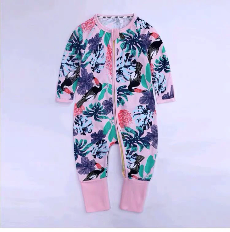 
custom ribbed cotton combing fabric double slided baby zipper onesie 