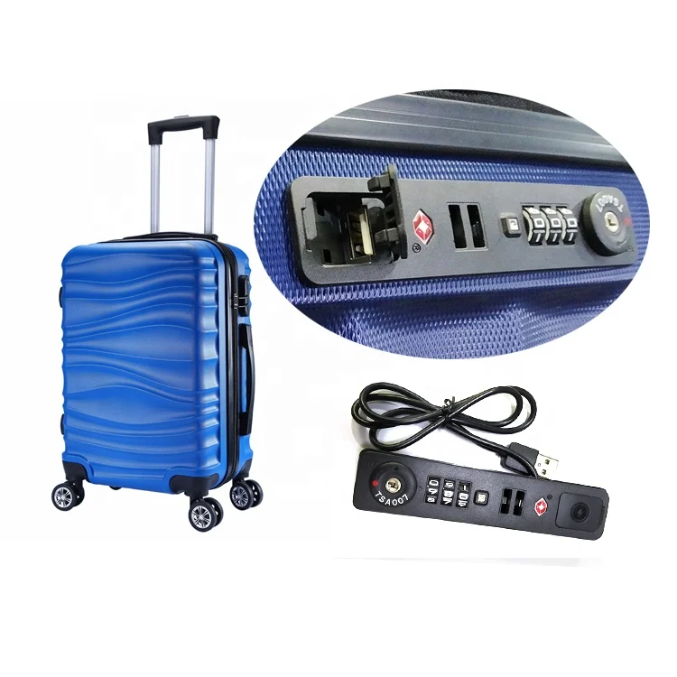Custom Abs/pc Trolley Travel Carrier Suit Case Luggage & Other  Luggage Set Suitcase With Usb Charger Charging Battery