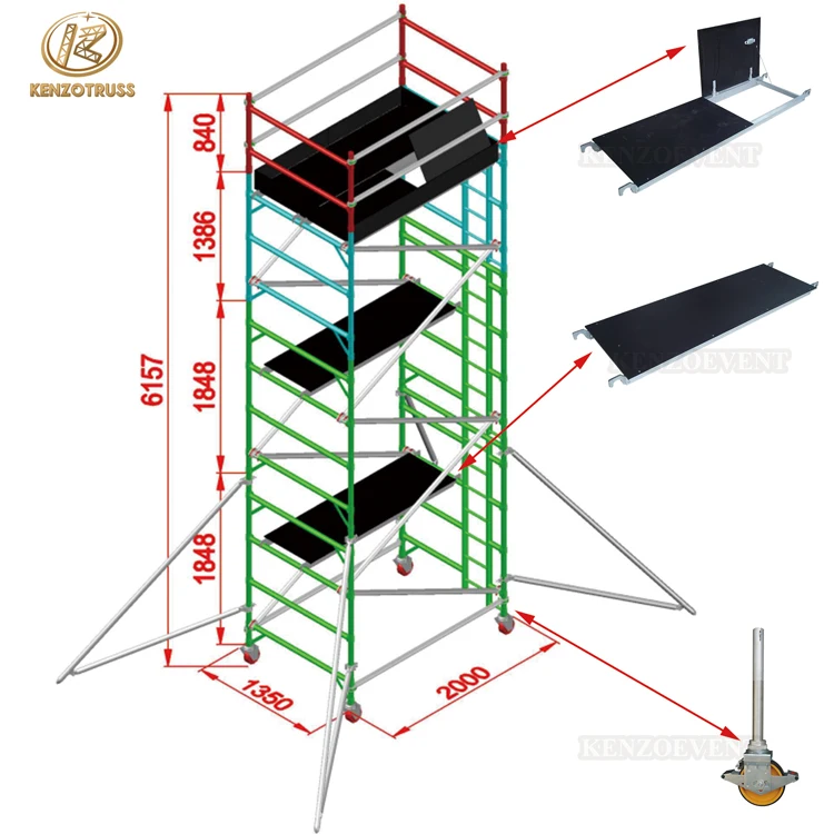 Portable aluminium scaffold stair mobile tower