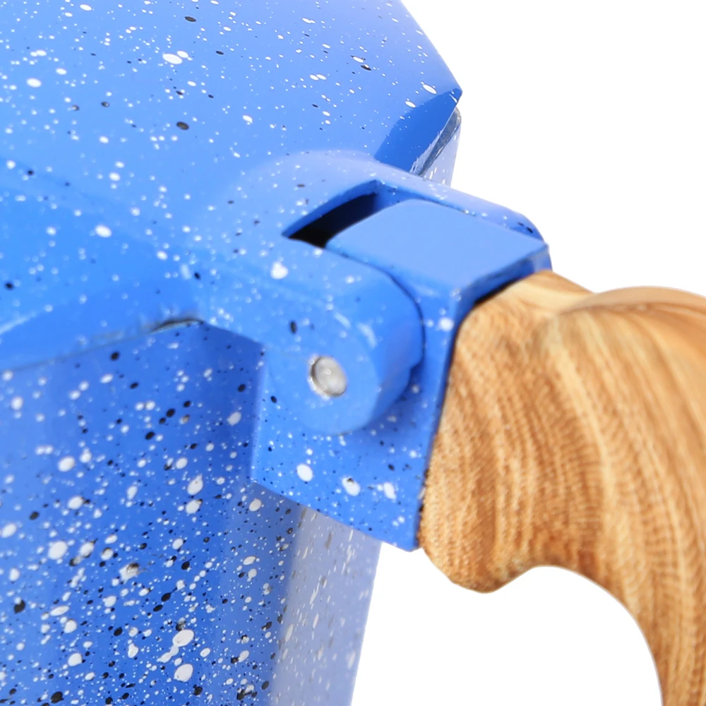 Aluminum Italian Stove Top Coffee Maker with wooden handle