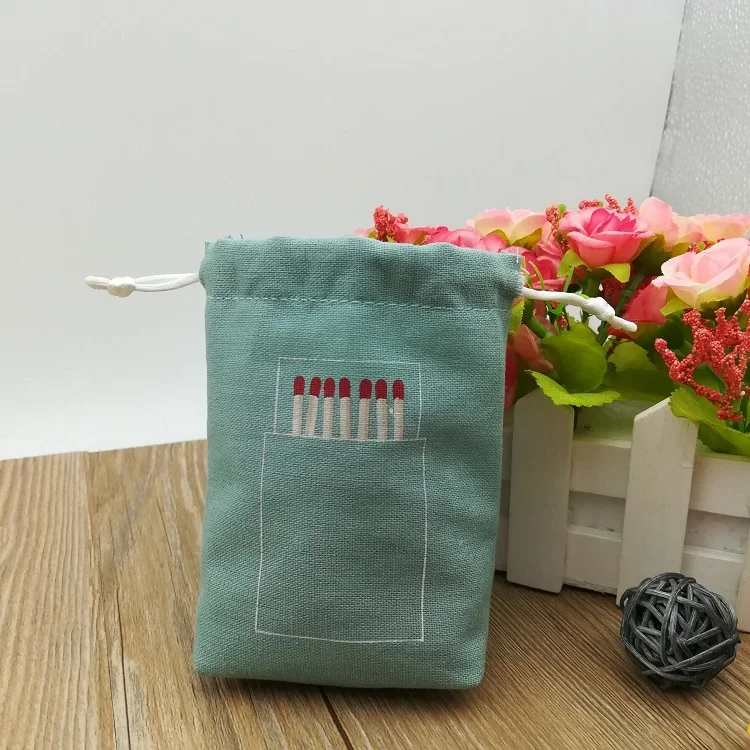 Custom Soft Linen Sachets Cloth  Bag With Bottom
