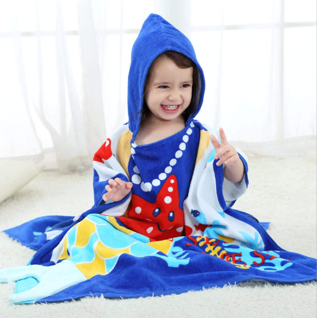 Animal Design Baby Kids Towel Poncho Gift Cotton Beach Hooded Baby Bath Towel