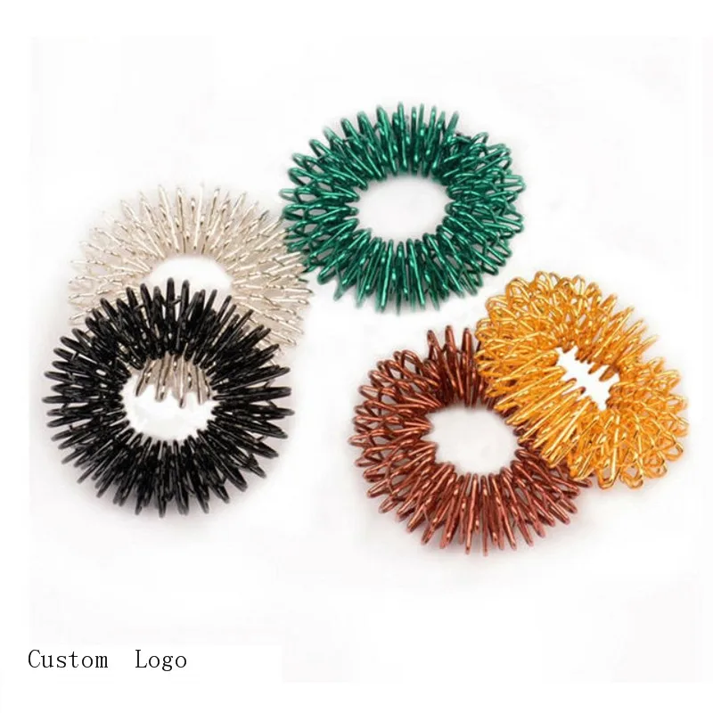 Portable Carbon Steel Spring Acupressure Roller Acupuncture Finger Massage Ring Sujok Personal Massager rings