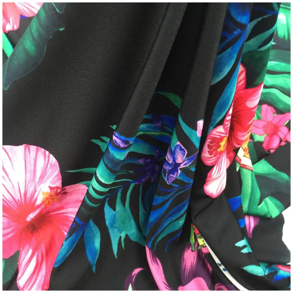 The manufacturer wholesale tropical pattern swimming lycra jersey fabric polyester for garments