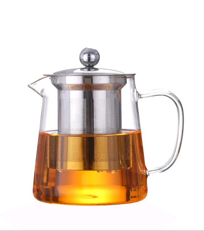 Новый дизайн квадратный стеклянный чайник из пирекс с